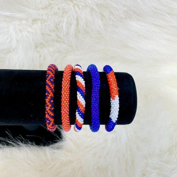 HAND CRAFTED in Nepal Beaded Bracelets (set of 5) PURPOR1 - Picture 5 of 5